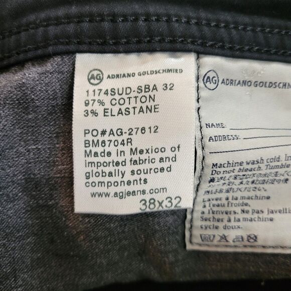 Adriano Goldschmeid AG Graduate Pants Mens 38x32 Tailored Leg Black Chino Sateen - Picture 15 of 15